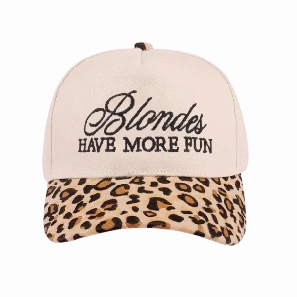 Blondes Have More Fun Baseball Cap Womens Adjustable Cream Leopard